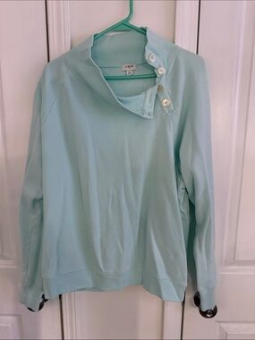 J. Crew Women's Mint Aqua Button-Accent Pullover